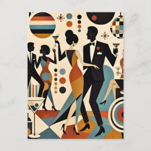 Carte Postale Abstrait Jazzy Martinis et Dancing Cocktail Party