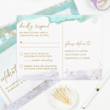 Abstrait Lavande Turquoise Or Art Moderne RSVP