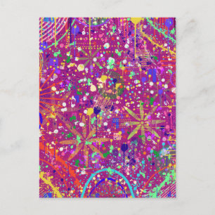 Carte Postale Abstrait Maximaliste en Couleur Audacieuse