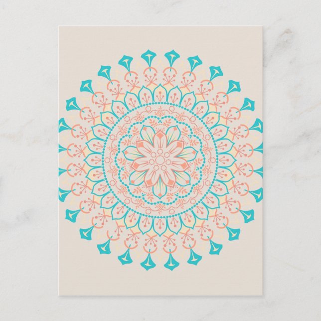 Carte Postale Abstrait Pastel Colors Mandala (Devant)