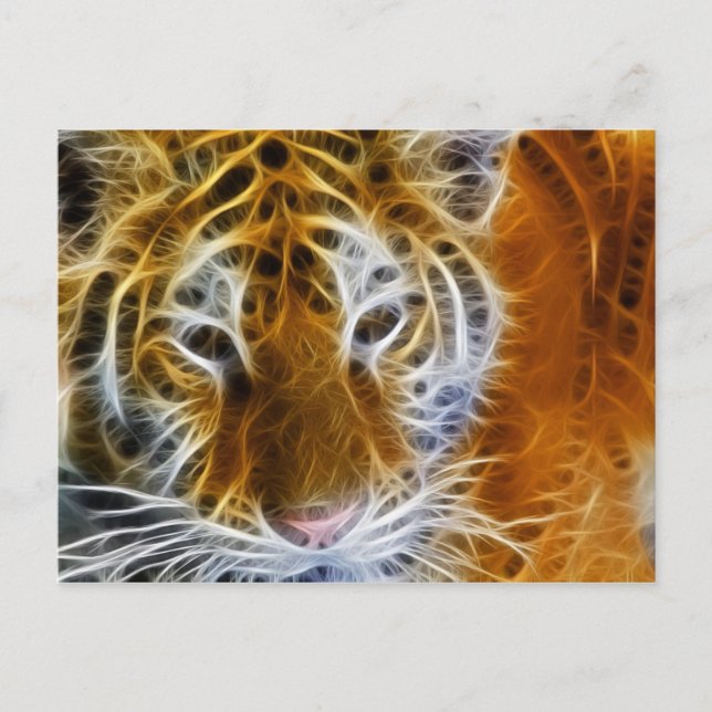 Carte Postale Abstrait tigre portrait art fractal (Devant)