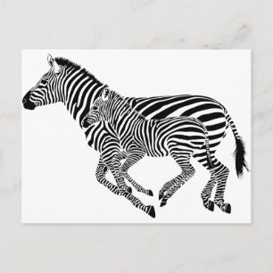 Carte Postale Abstrait Zebras mère et enfant