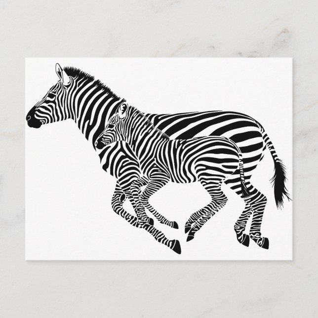 Carte Postale Abstrait Zebras mère et enfant (Devant)