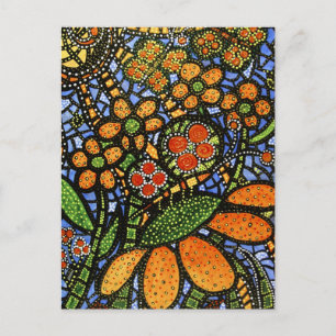 Carte postale Abstraite aux fleurs et aux papillon