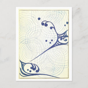 Carte postale abstraite bleue de design japonais
