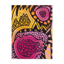 Carte postale abstraite bohème rose jaune