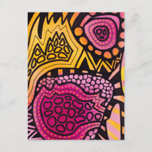 Carte postale abstraite bohème rose jaune
