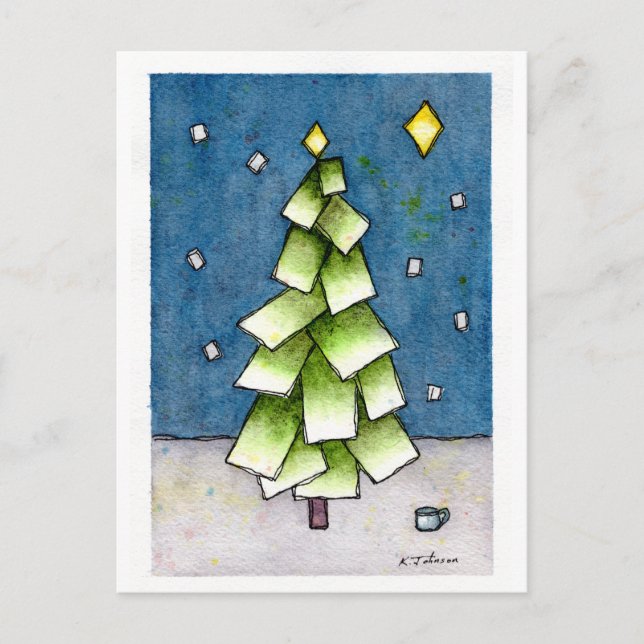 Carte postale Abstraite de Noël Arbre (Devant)
