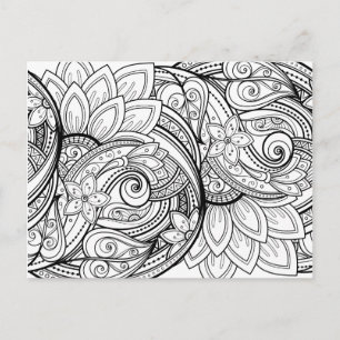 Carte postale Abstraite florale adulte coloriage