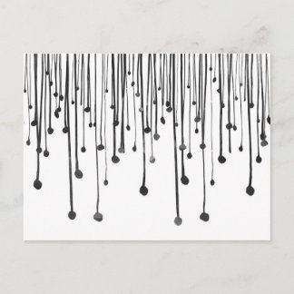 Carte Postale Abstraite main dessinée noir blanc gouttes d'eau