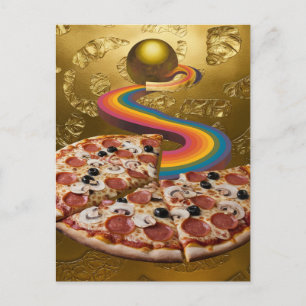 Carte postale Abstraite Rainbow Gold Sci-fi Pizza