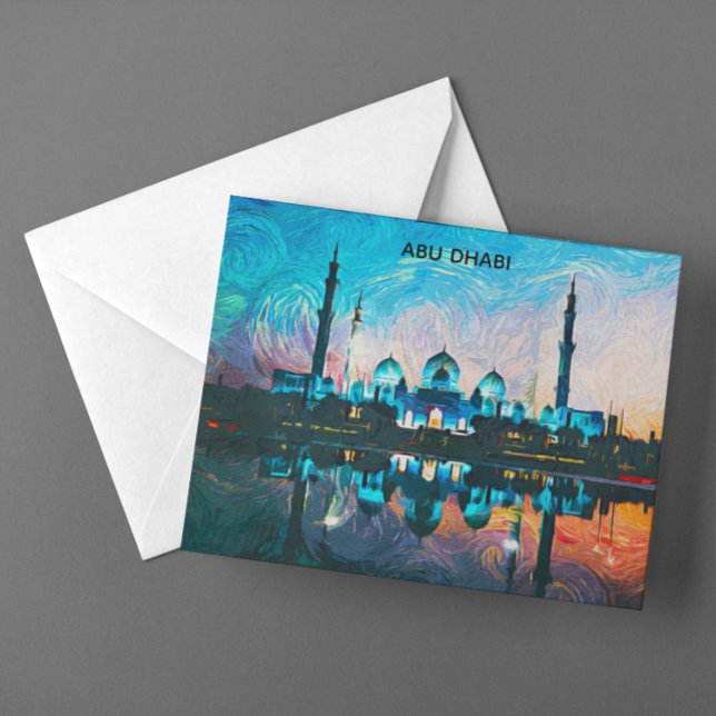 Carte Postale Abu Dhabi aux couleurs vibrantes UAE peinture à l' (Colorful Abu Dhabi UAE Oil Paint Postcard)