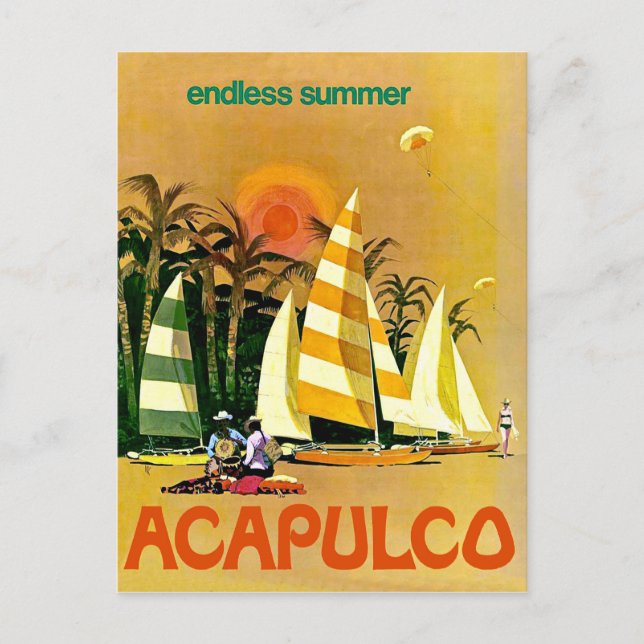 Carte Postale Acapulco, des bateaux à voile d'été interminables  (Devant)