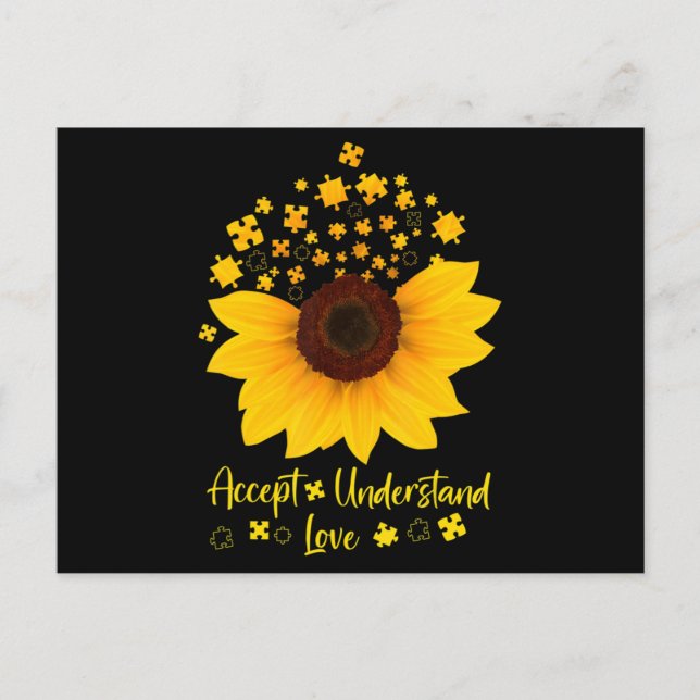 Carte Postale Accepter Comprendre l'amour Sunflower Chemise Auti (Devant)
