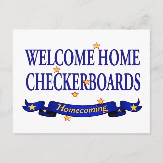 Carte Postale Accueil Bienvenue Checkboards (Devant)