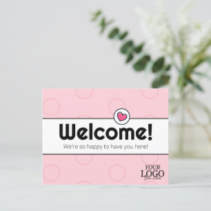 Carte Postale Accueil simple et élégant pour entreprise rose pâl