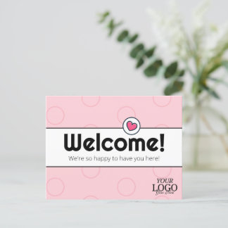 Carte Postale Accueil simple et élégant pour entreprise rose pâl
