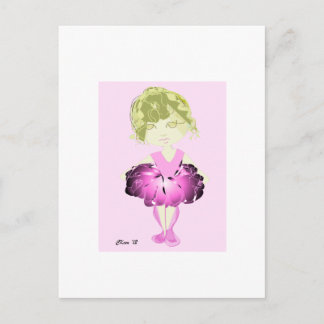 Carte Postale ACEO Print Cute Ballerina en rose Tutu