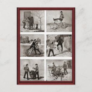 Carte Postale Acrobaties à vélo vintage