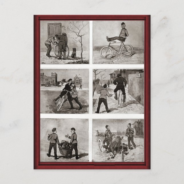 Carte Postale Acrobaties à vélo vintage (Devant)