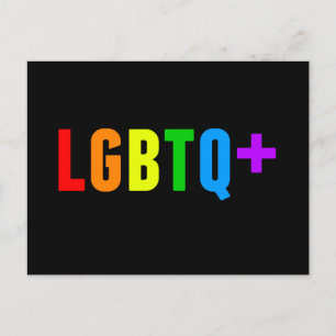 Carte Postale Acronyme de Gay pride arc-en-ciel LGBTQ Plus noir