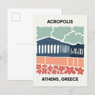 Carte Postale Acropole Athènes Grèce Voyage abstrait art floral