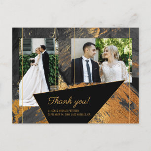 Carte Postale Acrylique peinte or gris mariage photo merci
