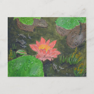 Carte Postale Acrylique sur toile, fleur de lys d'eau rose