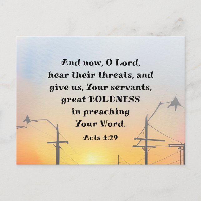 Carte Postale Actes 4:29 O Seigneur donne une grande audace Bibl (Devant)