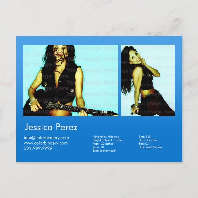 Carte Postale Acteur à 2 faces et modèle 2 Capture bleue Capture (Devant)