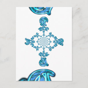 Carte Postale Action Cyan Turquoise Graffiti Abstrait Imprimer