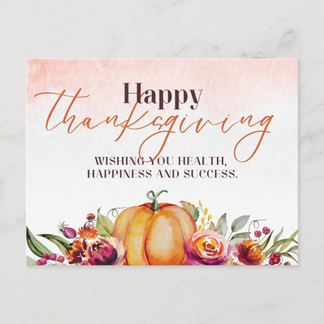 Carte Postale Action de grâce Citrouille & Automne (Devant)