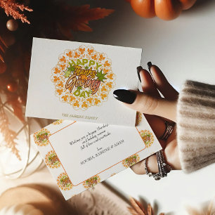 Carte Postale Action de grâce Orange Bohème Mandala Feuilles d'a