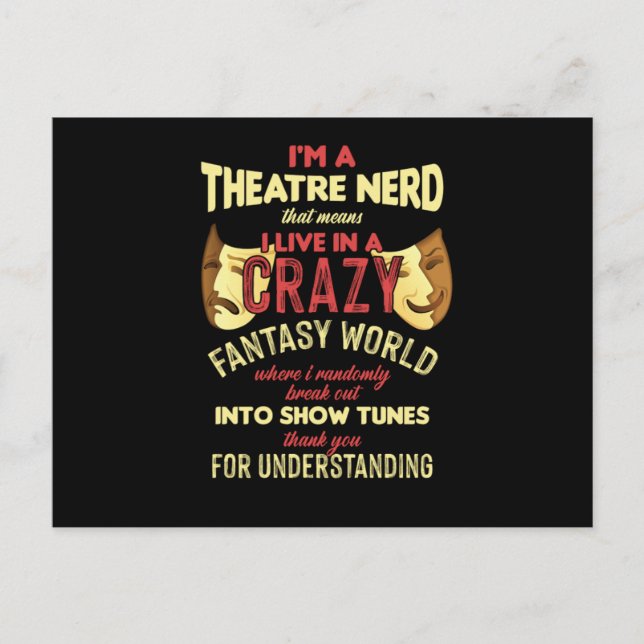 Carte Postale Actrice Théâtre Théâtre Scène Nerd Musique A (Devant)