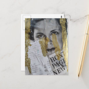 Carte Postale Actualités à la une dame Collage de médias mixtes