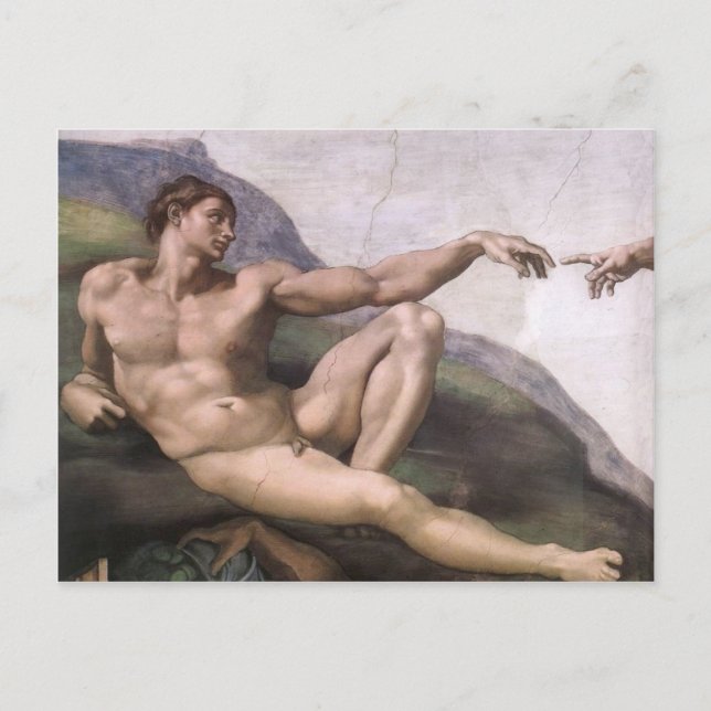 Carte Postale Adam de Création d'Adam en détail (Devant)