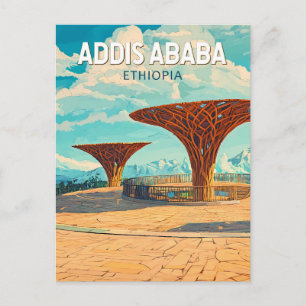 Carte Postale Addis-Abeba Éthiopie Voyage Art Vintage