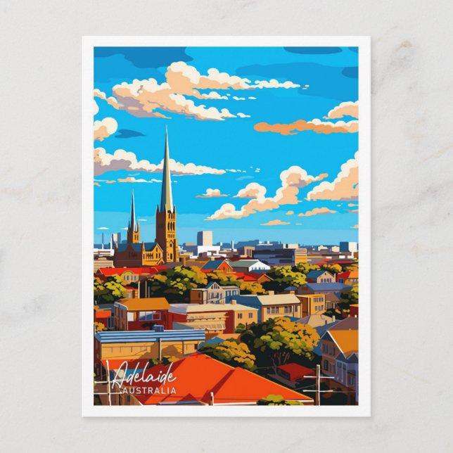 Carte Postale Adélaïde Australie Illustration de voyage (Devant)