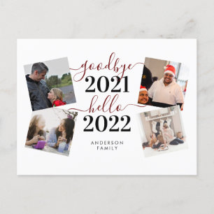 Carte Postale Adieu 2021 Bonjour 2022 Calligraphie Photo Nouvel 