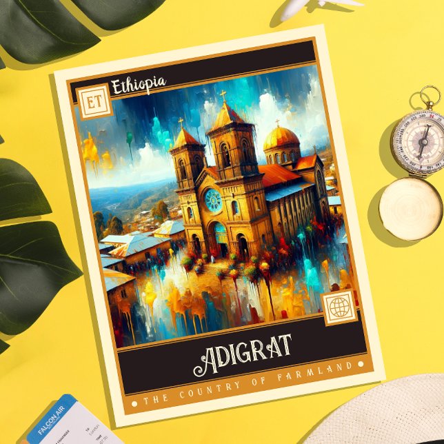 Carte Postale Adigrat, Éthiopie | Peinture Vintage (Créateur téléchargé)