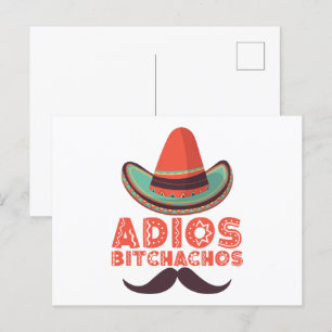 Carte Postale Adios Bitchachos Chapeau Rétro Cinco De Mayo