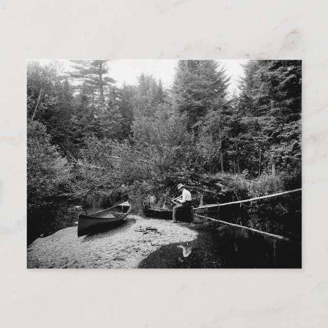 Carte Postale Adirondack Canoe Fishing (Devant)