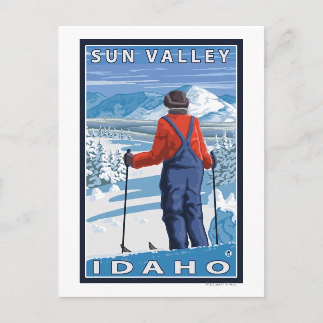 Carte Postale Admirant Skier - Sun Valley, Idaho (Devant)