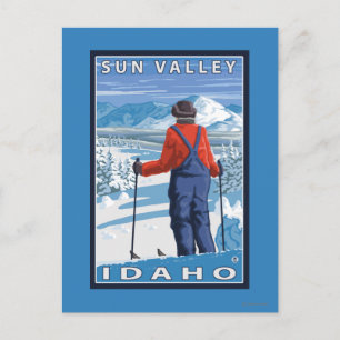Carte Postale Admirant Skier - Sun Valley, Idaho