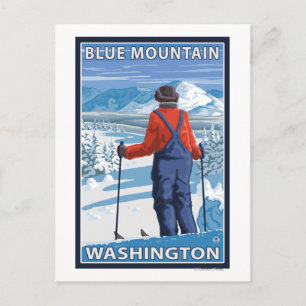Carte Postale Admirant skieur - Blue Mountain, Washington