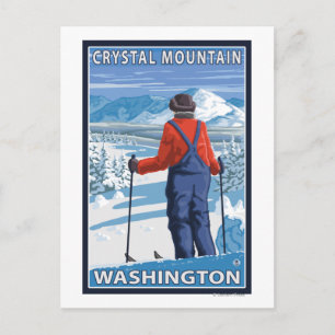 Carte Postale Admirant skieur - Crystal Mountain, Washington