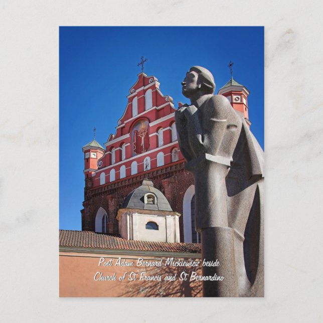 Carte Postale Adomas Mickevicius, Statue des poètes, Vilnius (Devant)