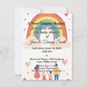 Carte Postale Adoption Baby shower arc-en-ciel