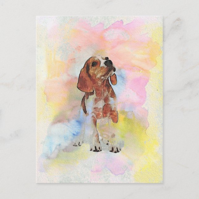 Carte Postale adorable adorable puppy tendance chien aquarelles (Devant)