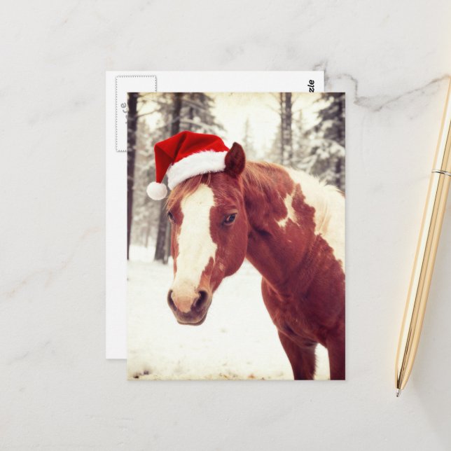 Carte Postale Adorable and Cute Christmas Paint Horse (Devant/Arrière en situation)